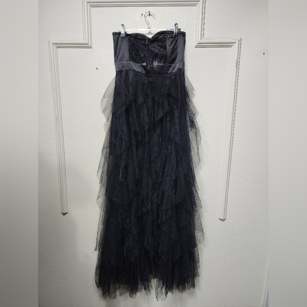 Lulus Forever Flawless Black Sheer Lace Strapless Bustier Maxi Dress M Wedding - Picture 8 of 10